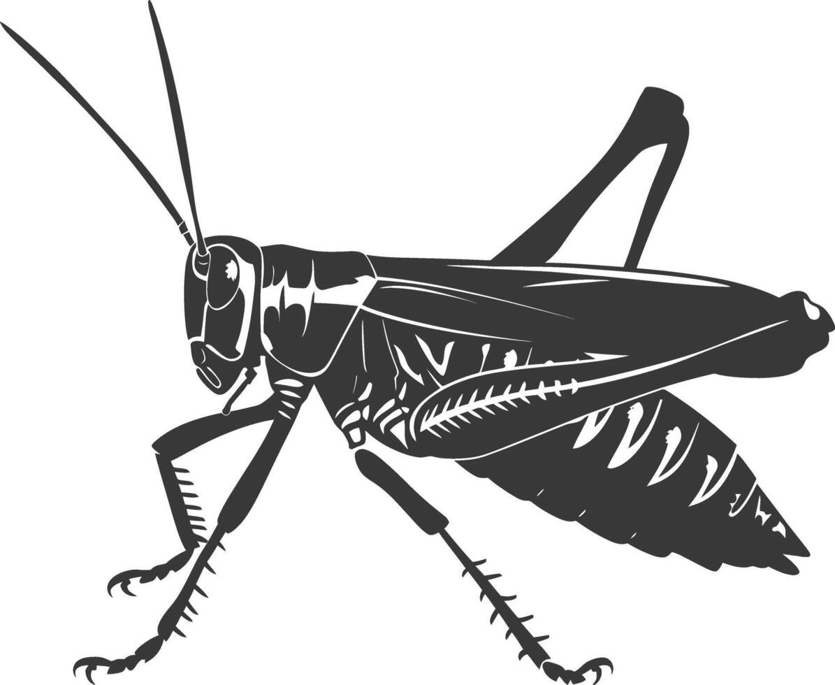 ai generato silhouette cavalletta insetto animale nero colore solo vettore