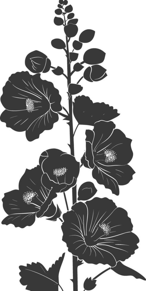 ai generato silhouette malvarosa fiore nero colore solo vettore