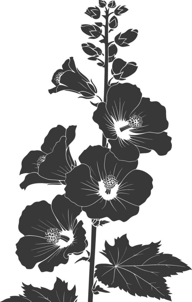 ai generato silhouette malvarosa fiore nero colore solo vettore