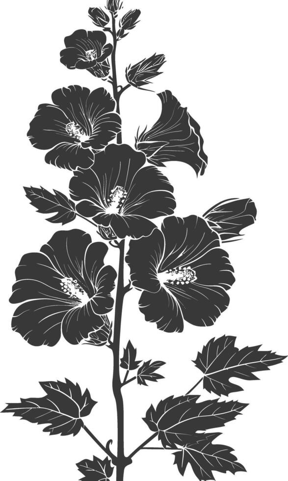 ai generato silhouette malvarosa fiore nero colore solo vettore