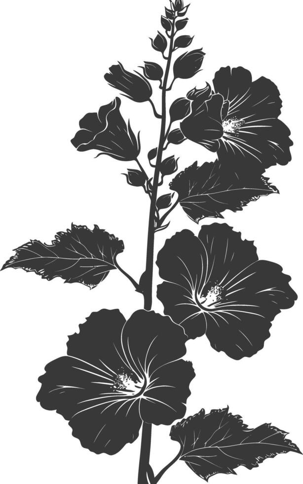 ai generato silhouette malvarosa fiore nero colore solo vettore