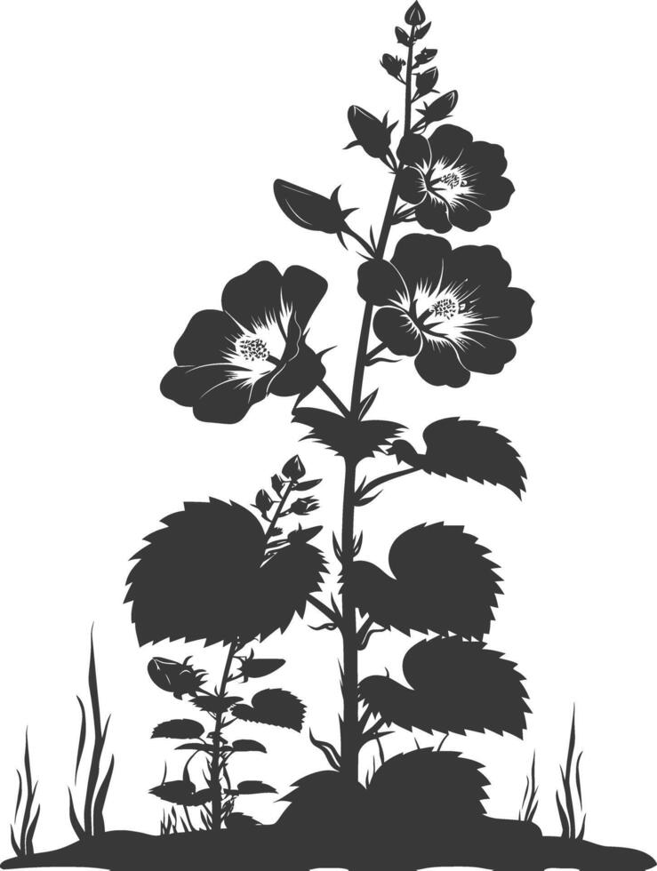 silhouette malvarosa fiore nel il terra nero colore solo vettore
