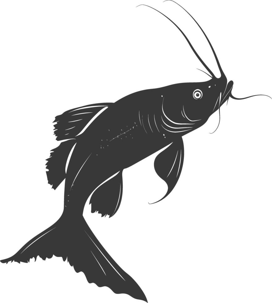 silhouette bocca di ventosa pesce gatto pesce animale nero colore solo vettore