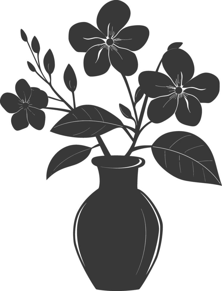 silhouette pervinca fiore nel il vaso nero colore solo vettore
