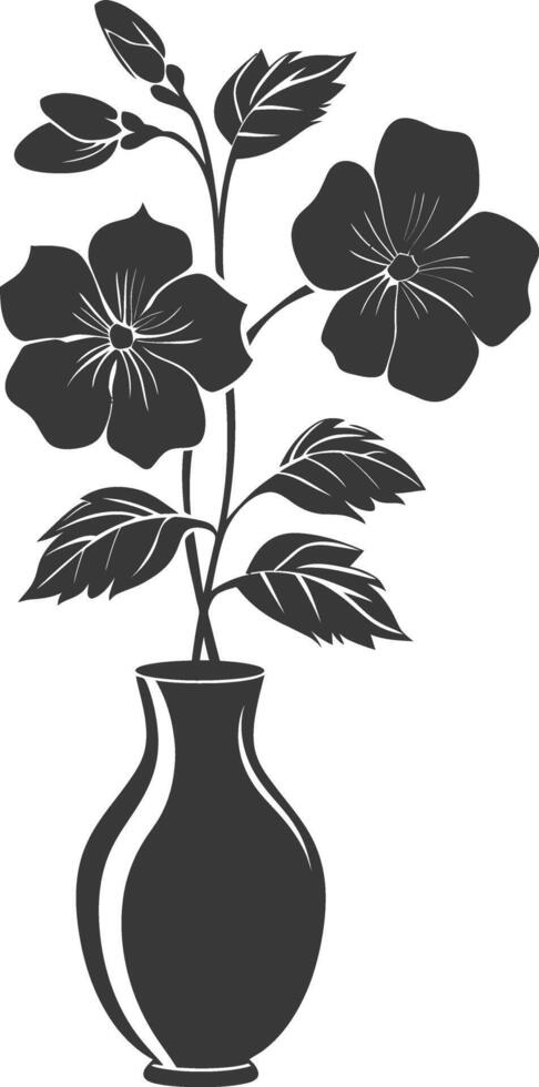 silhouette pervinca fiore nel il vaso nero colore solo vettore