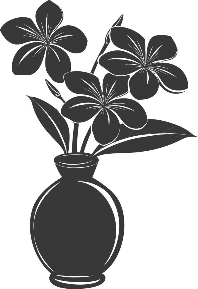 silhouette plumeria fiore nel il vaso nero colore solo vettore