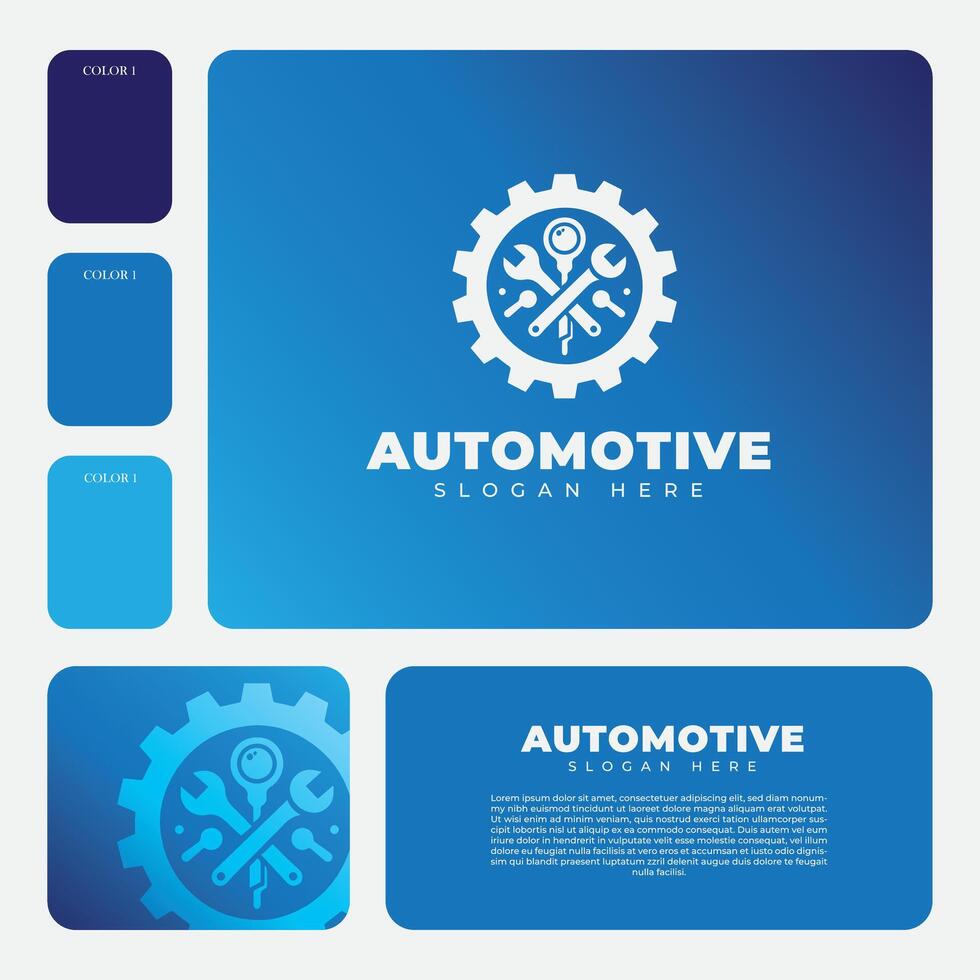 Ingranaggio logo disegno, adatto per settore automobilistico industria Marche vettore