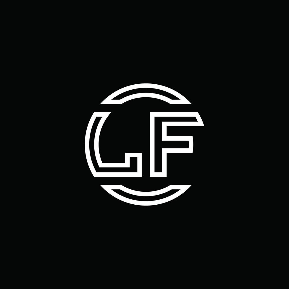 lf logo monogramma con modello di design arrotondato cerchio spazio negativo vettore