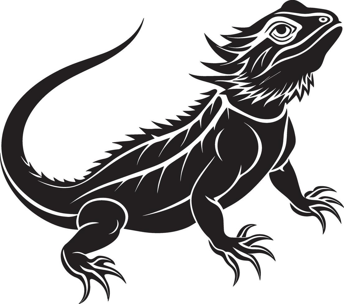 iguana - nero e bianca per tatuaggio o maglietta design vettore