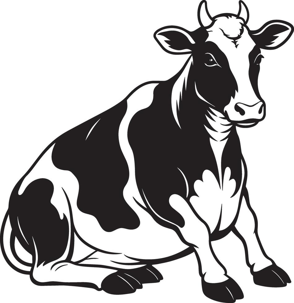 mucca silhouette- nero e bianca illustrazione - isolato su bianca sfondo vettore