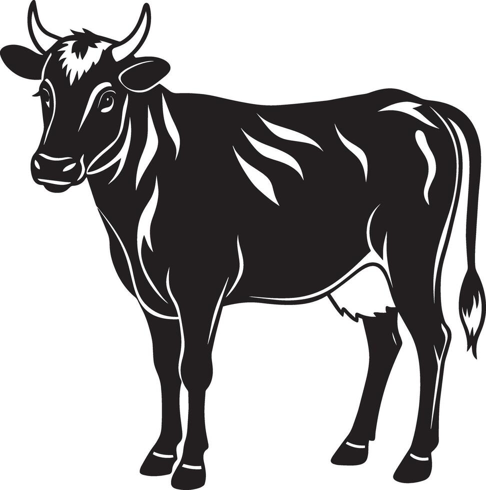 mucca silhouette . nero e bianca. isolato bianca sfondo vettore