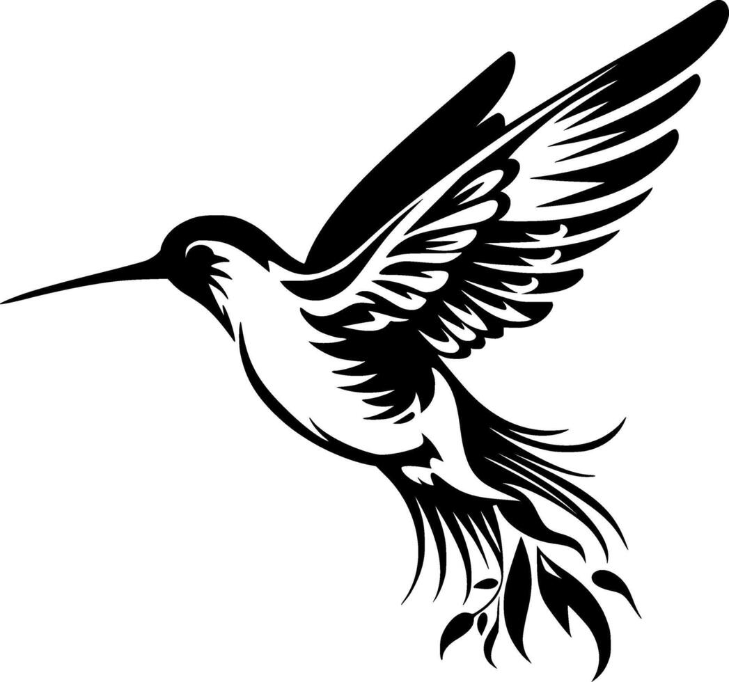 colibrì - nero e bianca isolato icona - illustrazione vettore