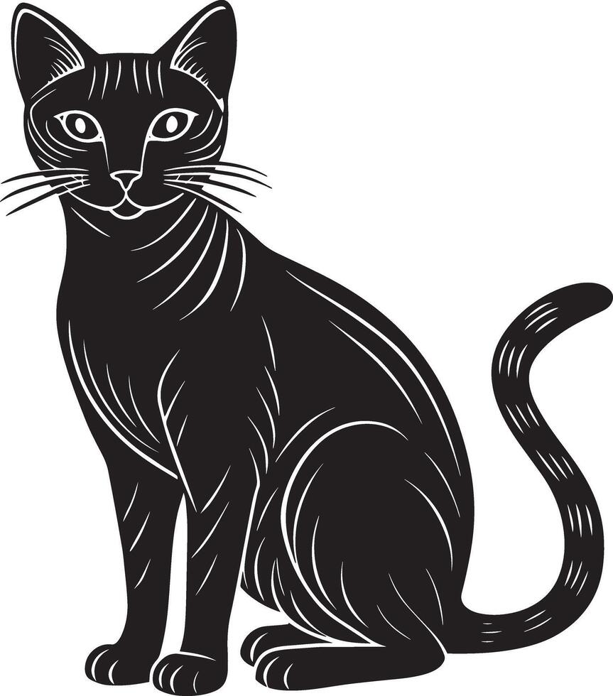 Immagine di un' nero gatto su un' bianca sfondo. vettore