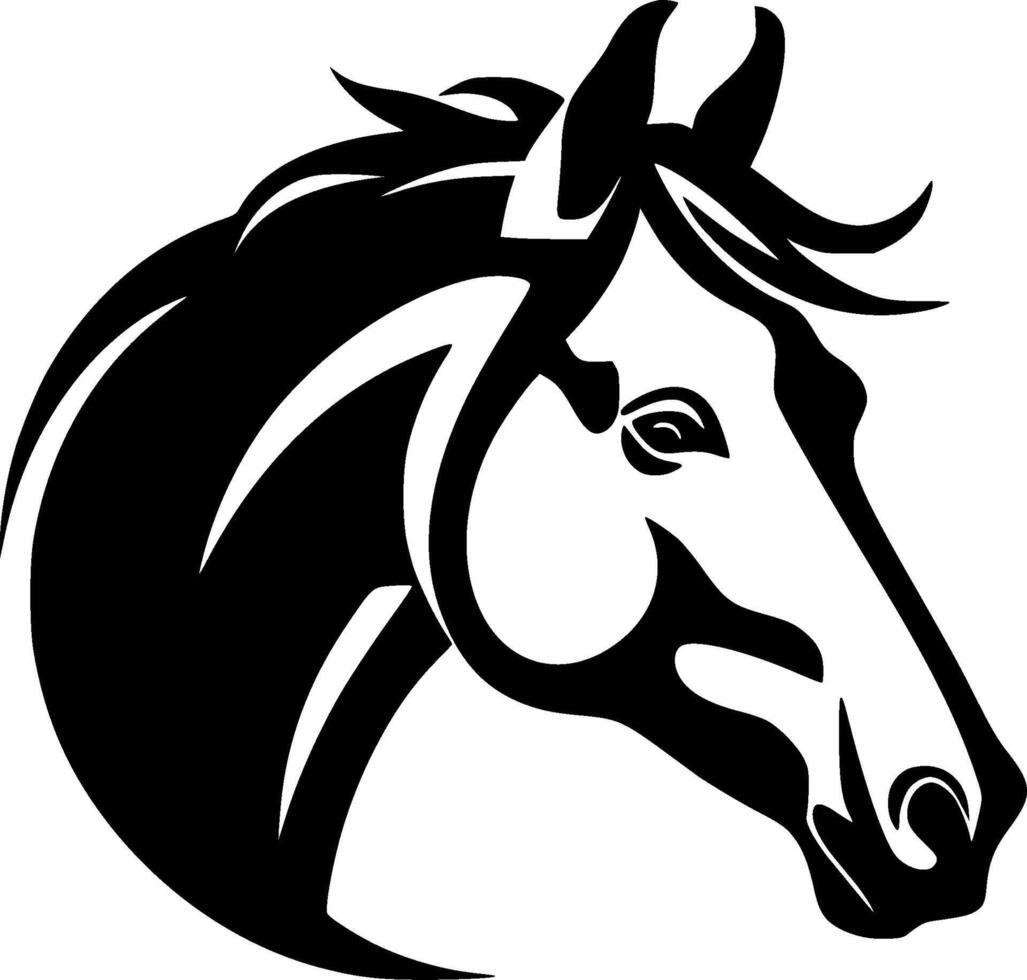 cavallo - nero e bianca isolato icona - illustrazione vettore