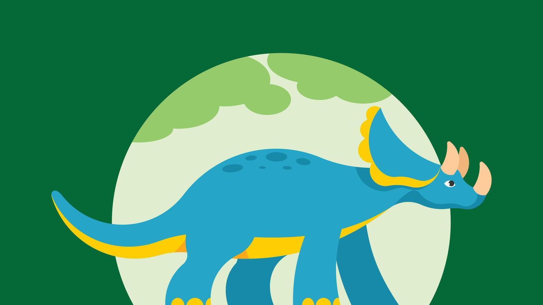 astratto dinosauro a piedi nel il foresta illustrazione per colorazione e bambini libro vettore
