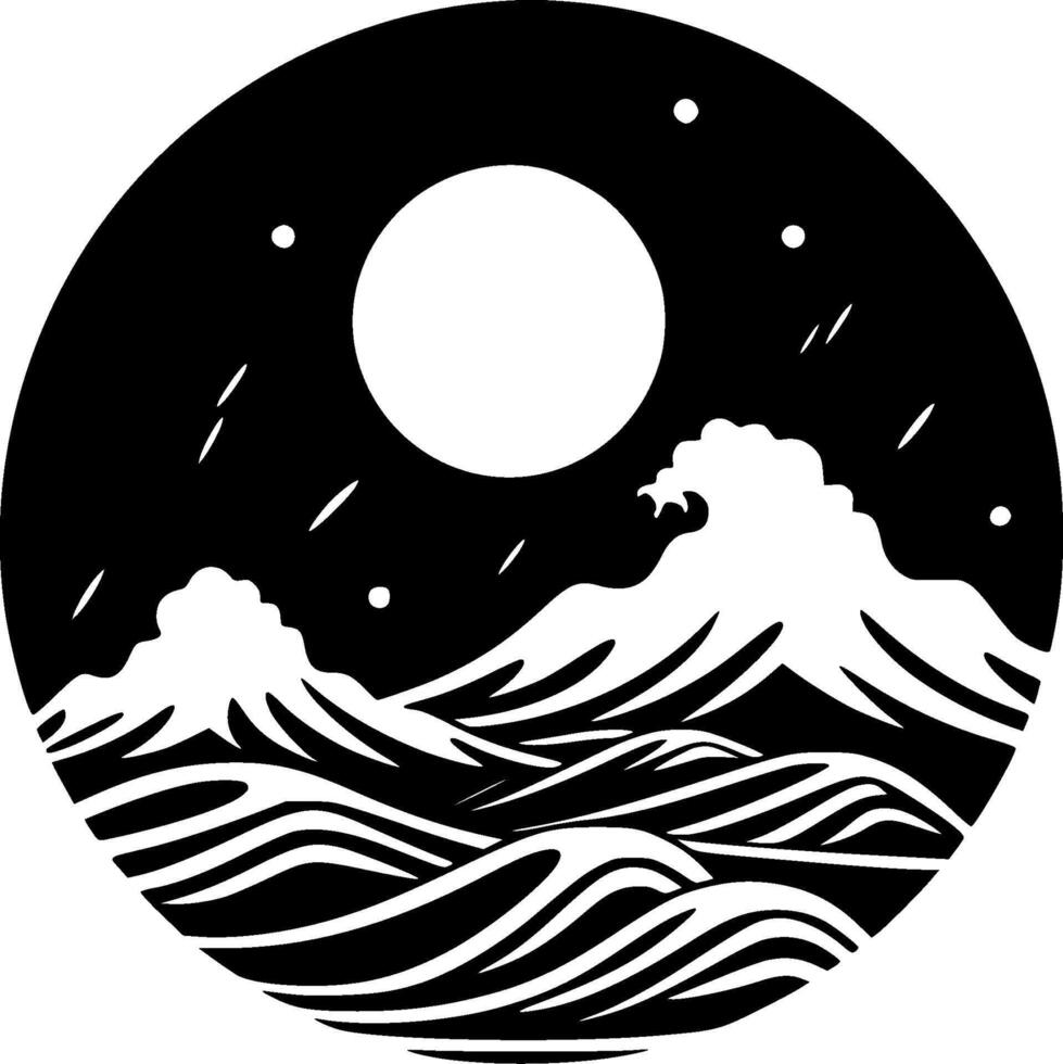 oceano, nero e bianca illustrazione vettore