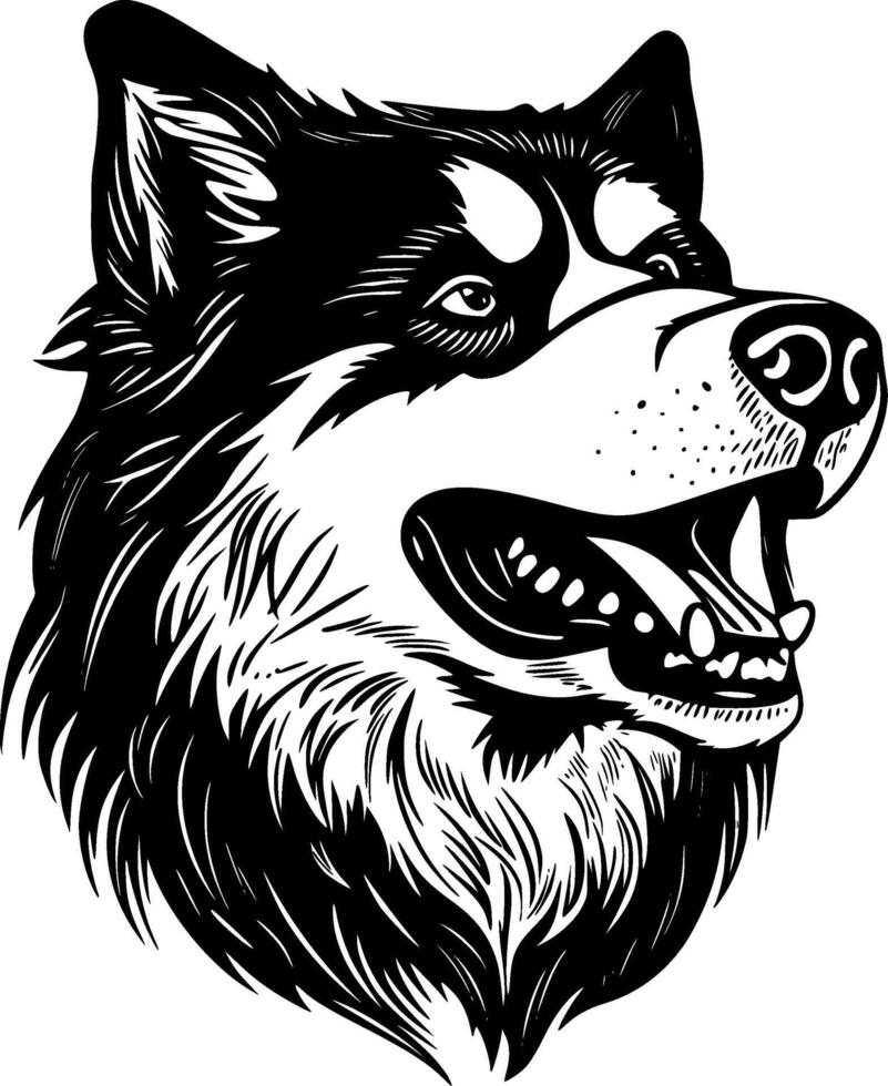 alaskan malamute, nero e bianca illustrazione vettore