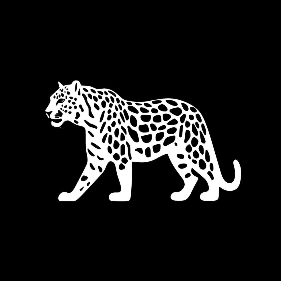 leopardo - nero e bianca isolato icona - illustrazione vettore