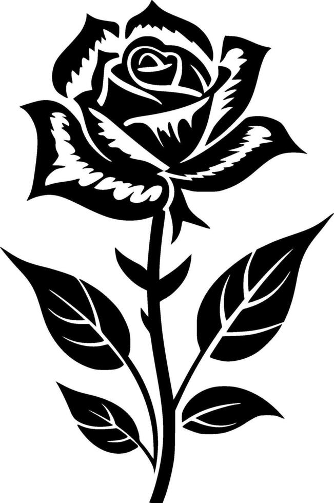 fiore - nero e bianca isolato icona - illustrazione vettore