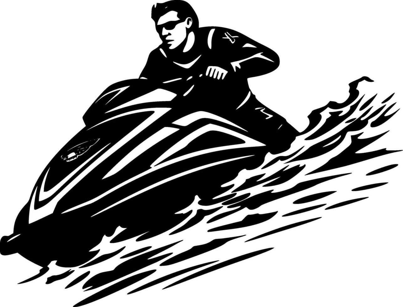 Jet sciare - nero e bianca isolato icona - illustrazione vettore