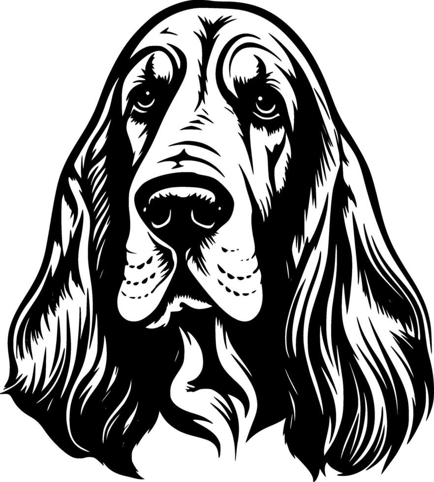 bassetto cane da caccia - nero e bianca isolato icona - illustrazione vettore