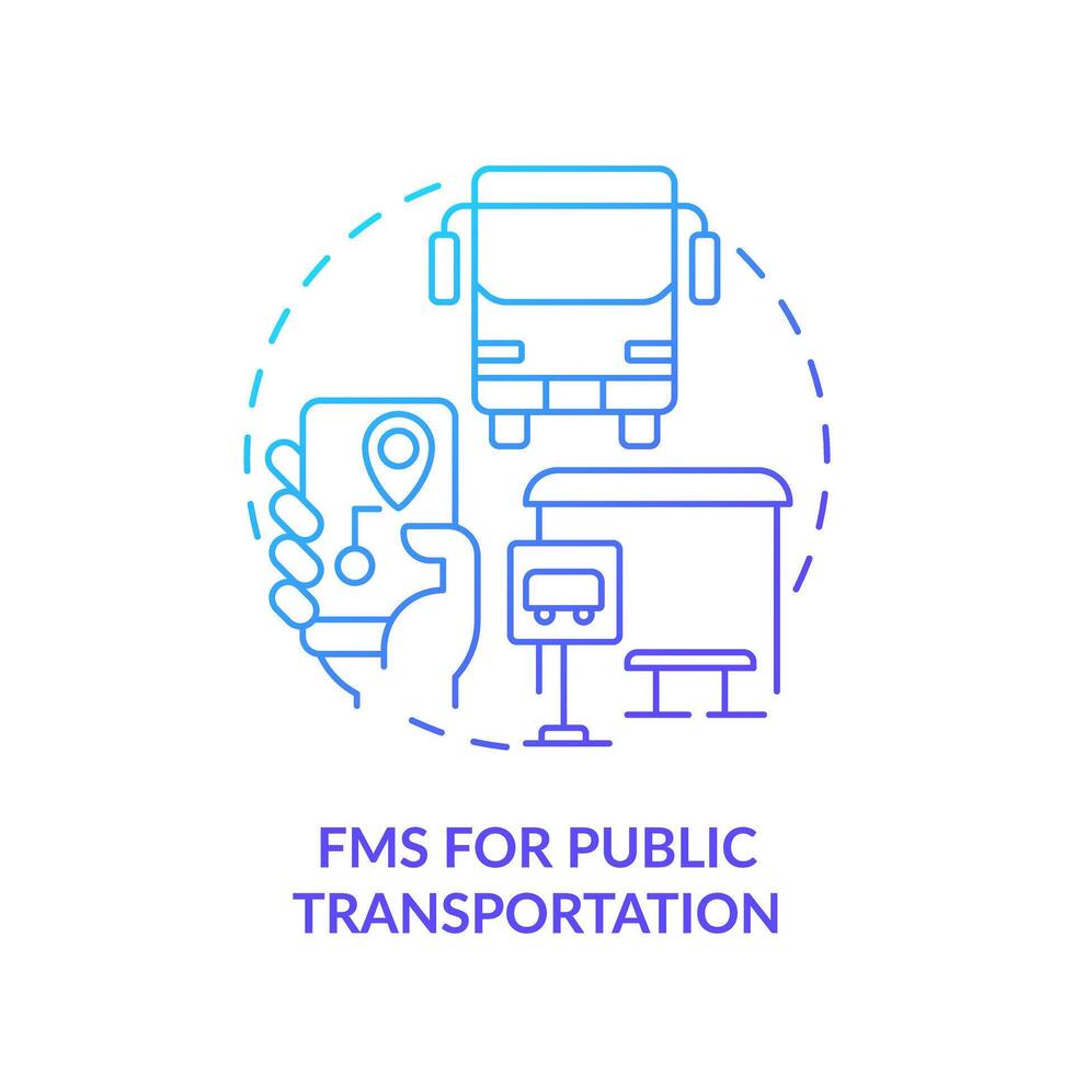 fm per pubblico mezzi di trasporto blu pendenza concetto icona. urbano mobilità, città la logistica. il giro forma linea illustrazione. astratto idea. grafico design. facile per uso nel infografica, presentazione vettore