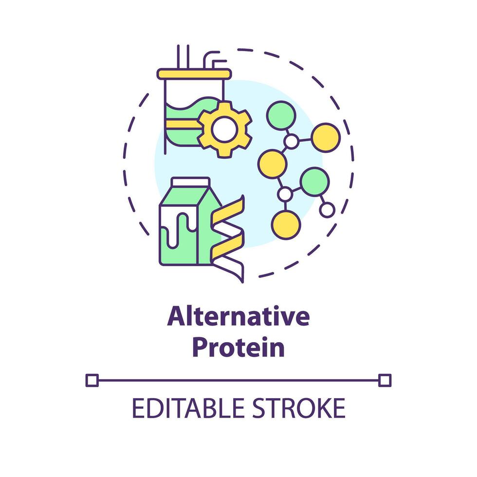 alternativa proteina Multi colore concetto icona. animale gratuito cibo, latteria prodotti. biologico materiale coltivazione. il giro forma linea illustrazione. astratto idea. grafico design. facile per uso nel blog inviare vettore