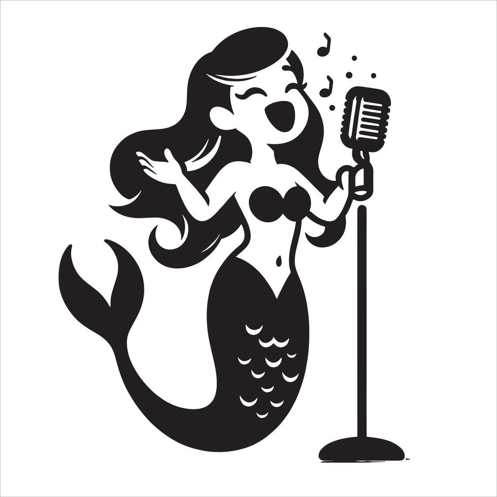 sirena condurre cantante cartone animato illustrazione vettore