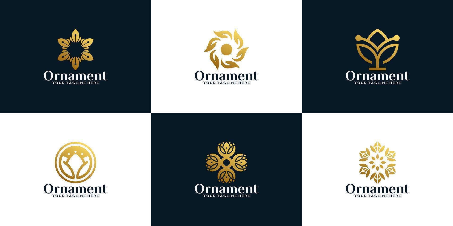 collezione di oro geometrico floreale ornamento logo disegni vettore