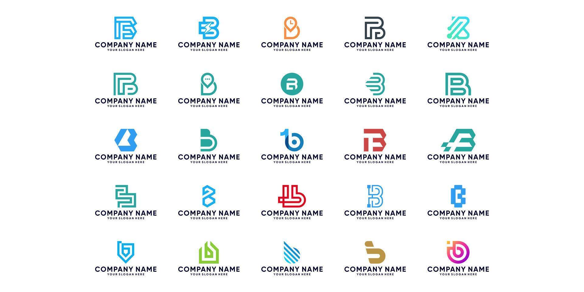 impostato di lettera B digitale logo design. astratto simbolo logo per attività commerciale tecnologia. e finanza consulenza vettore