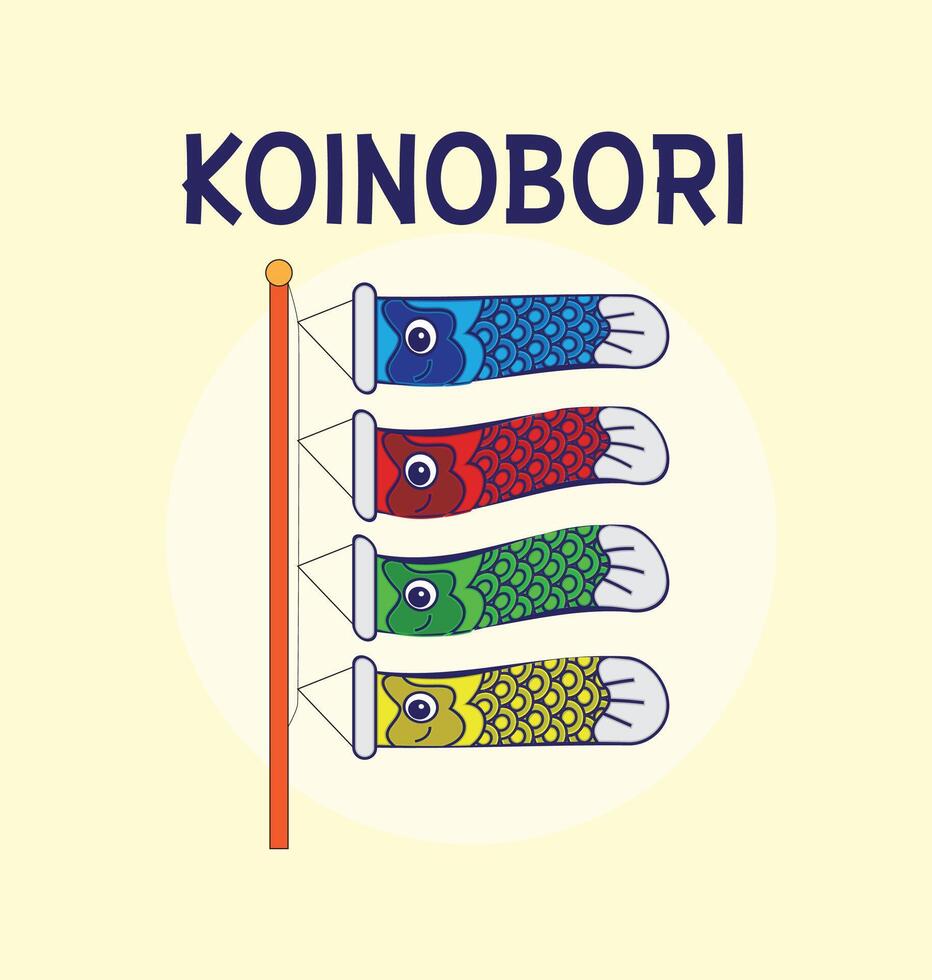 koinobori carpa filanti su oro elementi sfondo. giapponese tradurre d'oro settimana vacanza vettore