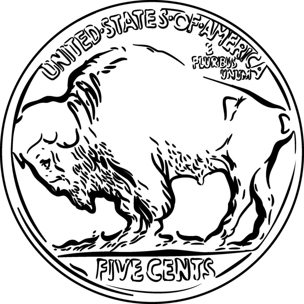 americano bufalo oro moneta vettore