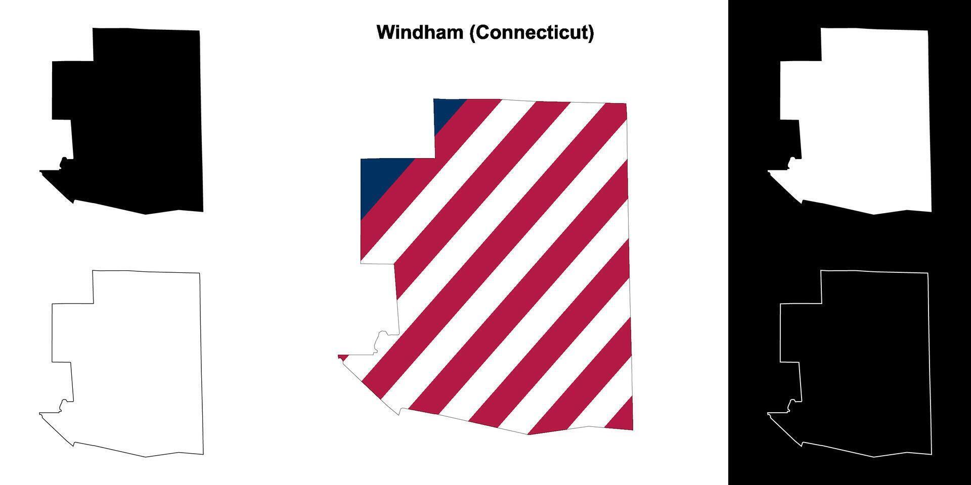 windham contea, Connecticut schema carta geografica impostato vettore