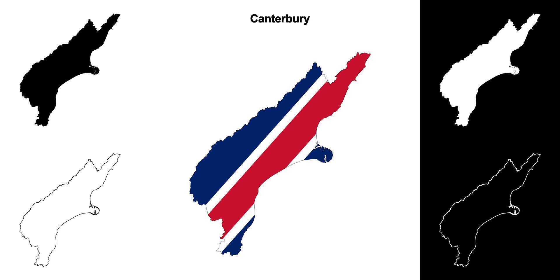 Canterbury vuoto schema carta geografica impostato vettore