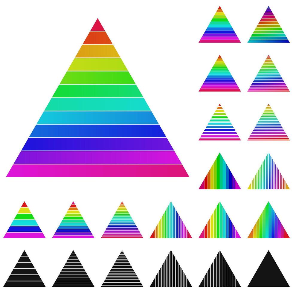 impostato di arcobaleno piramide logo icona disegni vettore