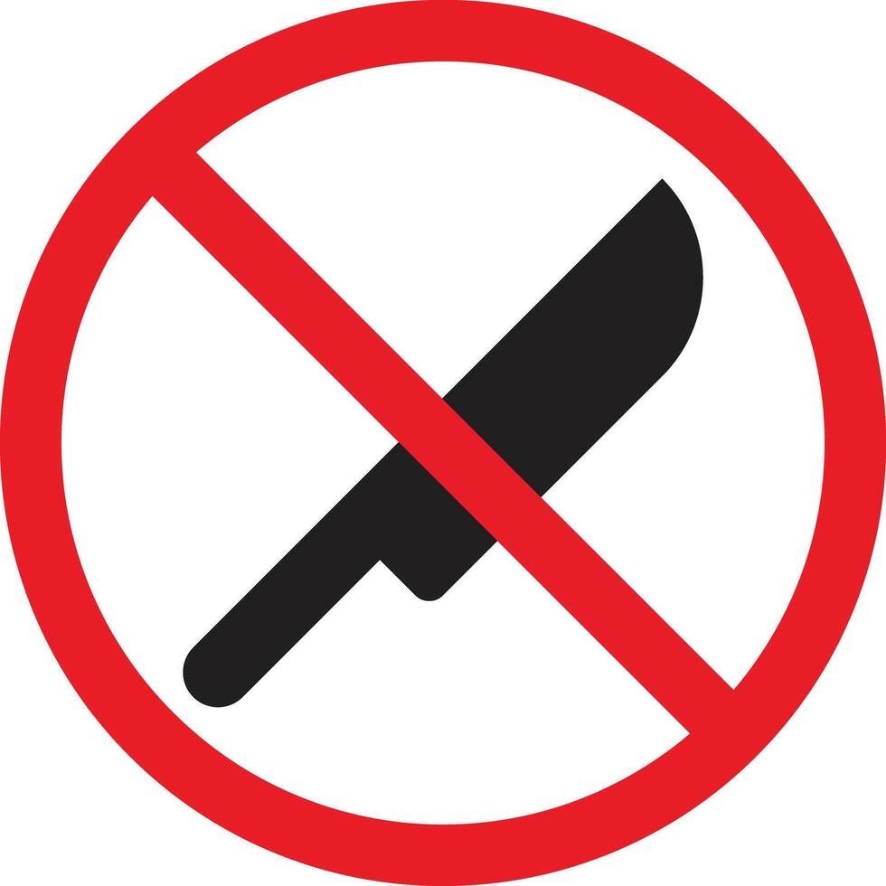 no coltello cartello . no arma permesso simbolo . coltello Proibito icona . no arma cartello vettore