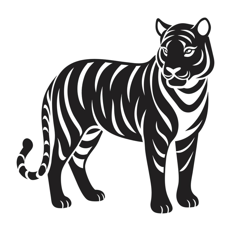 un' silhouette tigre vettore