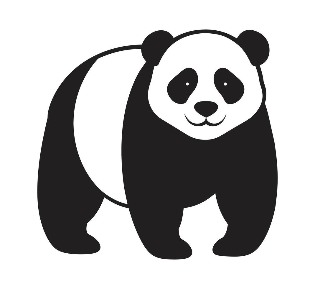 un' silhouette panda nero e bianca logo clip arte vettore