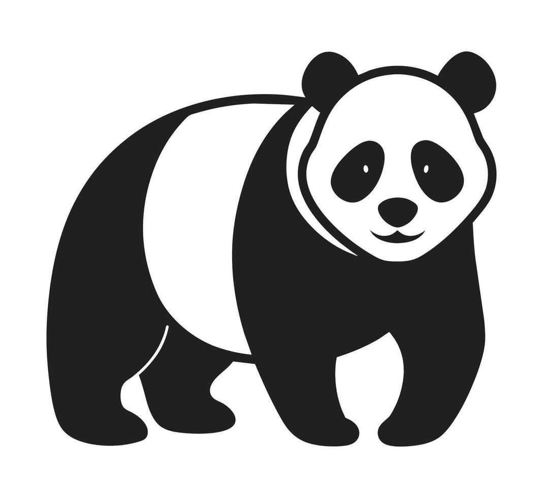 un' silhouette panda nero e bianca logo clip arte vettore