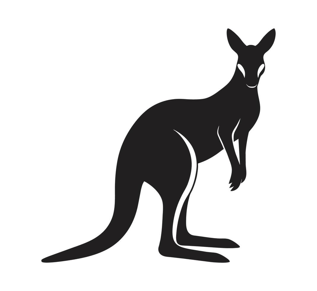 un' silhouette canguro in piedi su un' bianca sfondo vettore