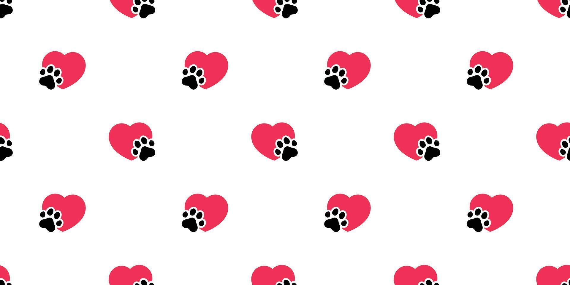 cane zampa cuore senza soluzione di continuità modello San Valentino orma cartone animato piastrella sfondo sciarpa isolato ripetere sfondo scarabocchio illustrazione design vettore