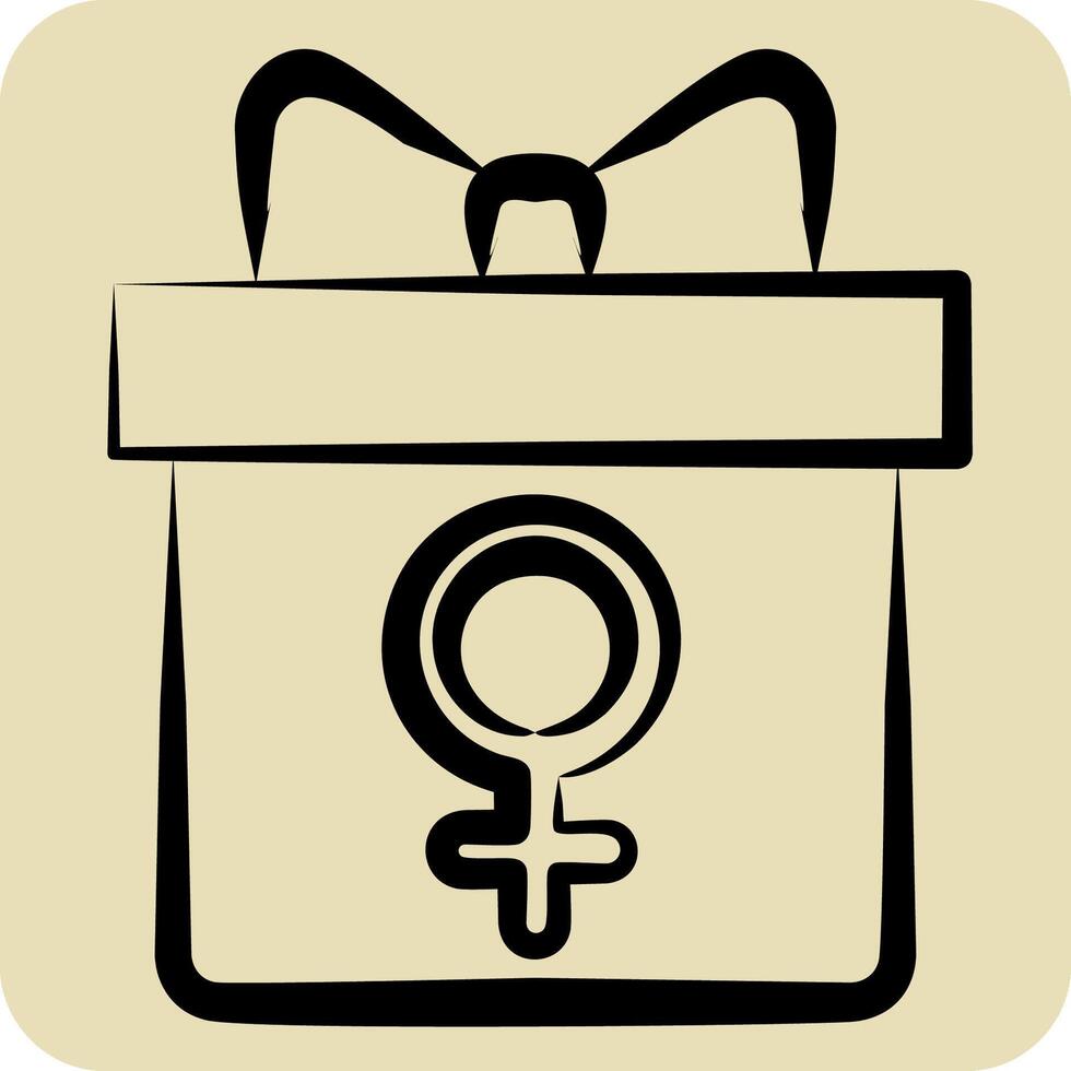 icona regalo. relazionato per donna giorno simbolo. mano disegnato stile. semplice design illustrazione vettore
