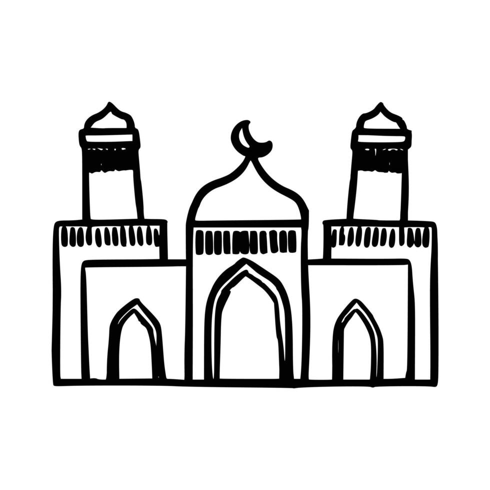 disegnato a mano moschea. musulmano edificio per Islam vettore