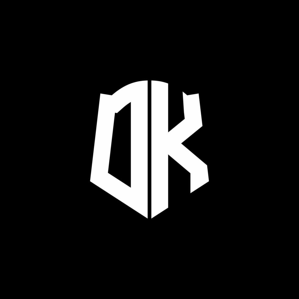 dk monogramma lettera logo nastro con stile scudo isolato su sfondo nero vettore