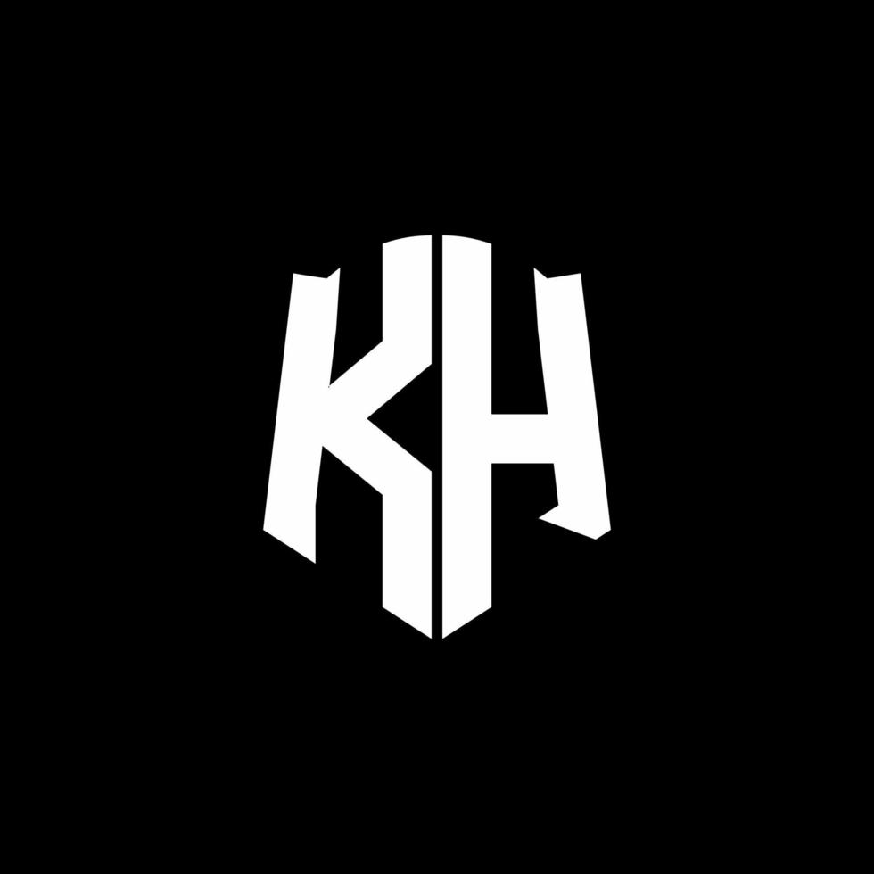 kh monogramma lettera logo nastro con stile scudo isolato su sfondo nero vettore