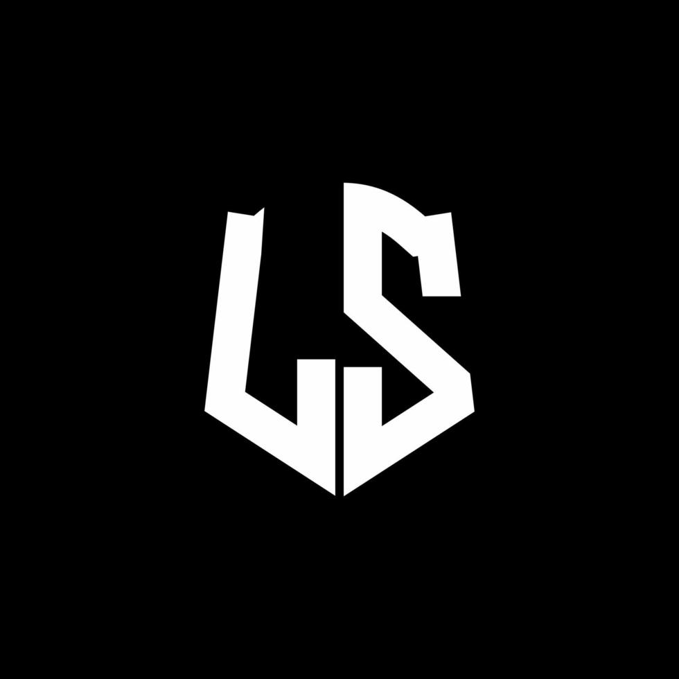 ls monogramma lettera logo nastro con stile scudo isolato su sfondo nero vettore