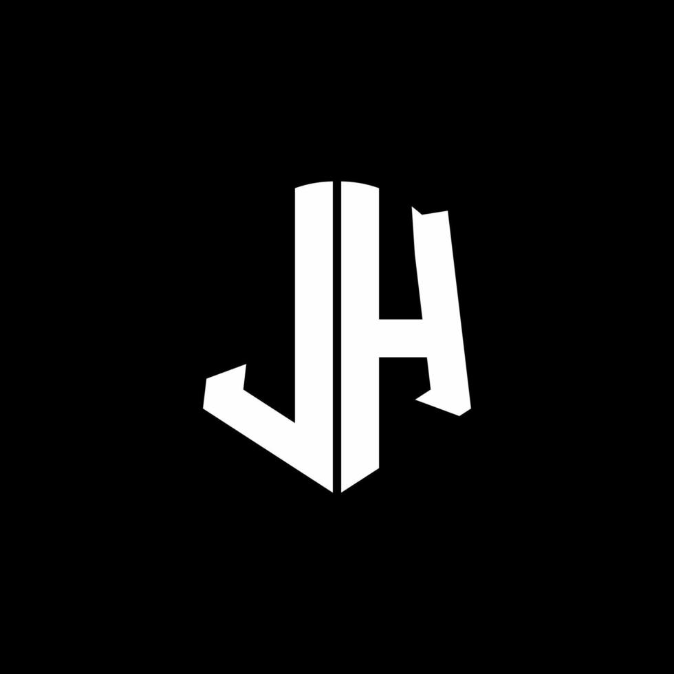 jh monogramma lettera logo nastro con stile scudo isolato su sfondo nero vettore