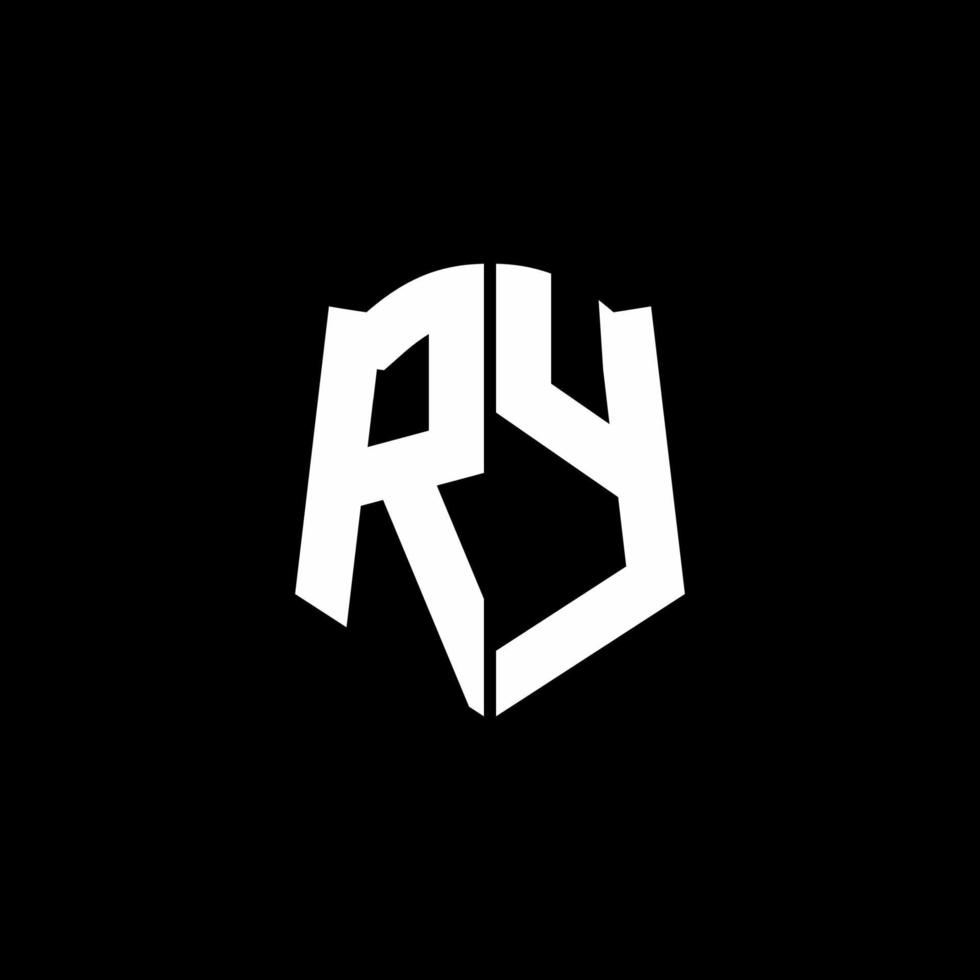 ry monogramma lettera logo nastro con stile scudo isolato su sfondo nero vettore