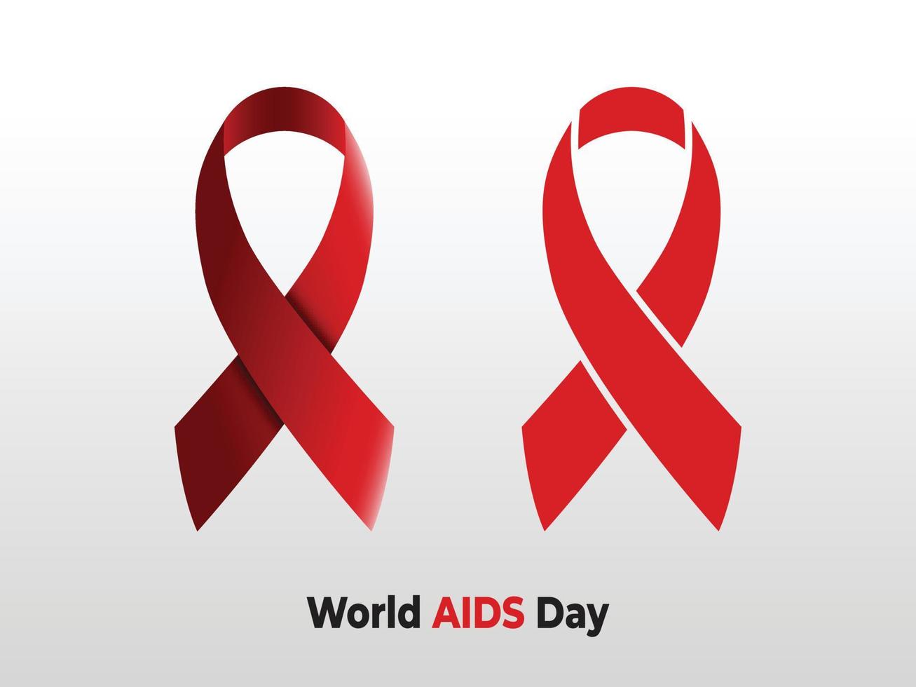 vettore di nastro rosso. nastro di aiuti 3d gradiente rosso. vettore della giornata mondiale dell'AIDS icona piatta nastro semplice