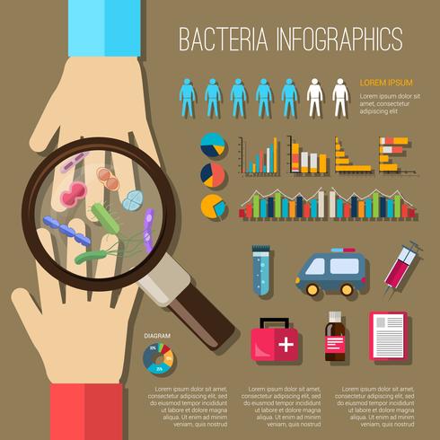 Set di infografica di batteri vettore